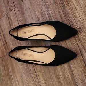 Massimo Dutti Black Suede Pointy Block Heels